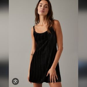 American Eagle Velvet Mini Dress Large Black Strappy Whimsigoth